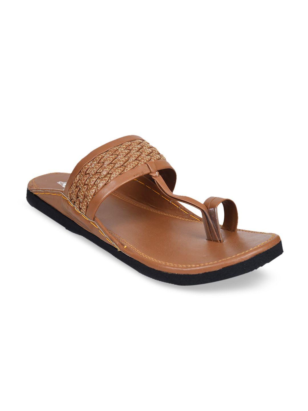 ajanta men tan brown one toe flats