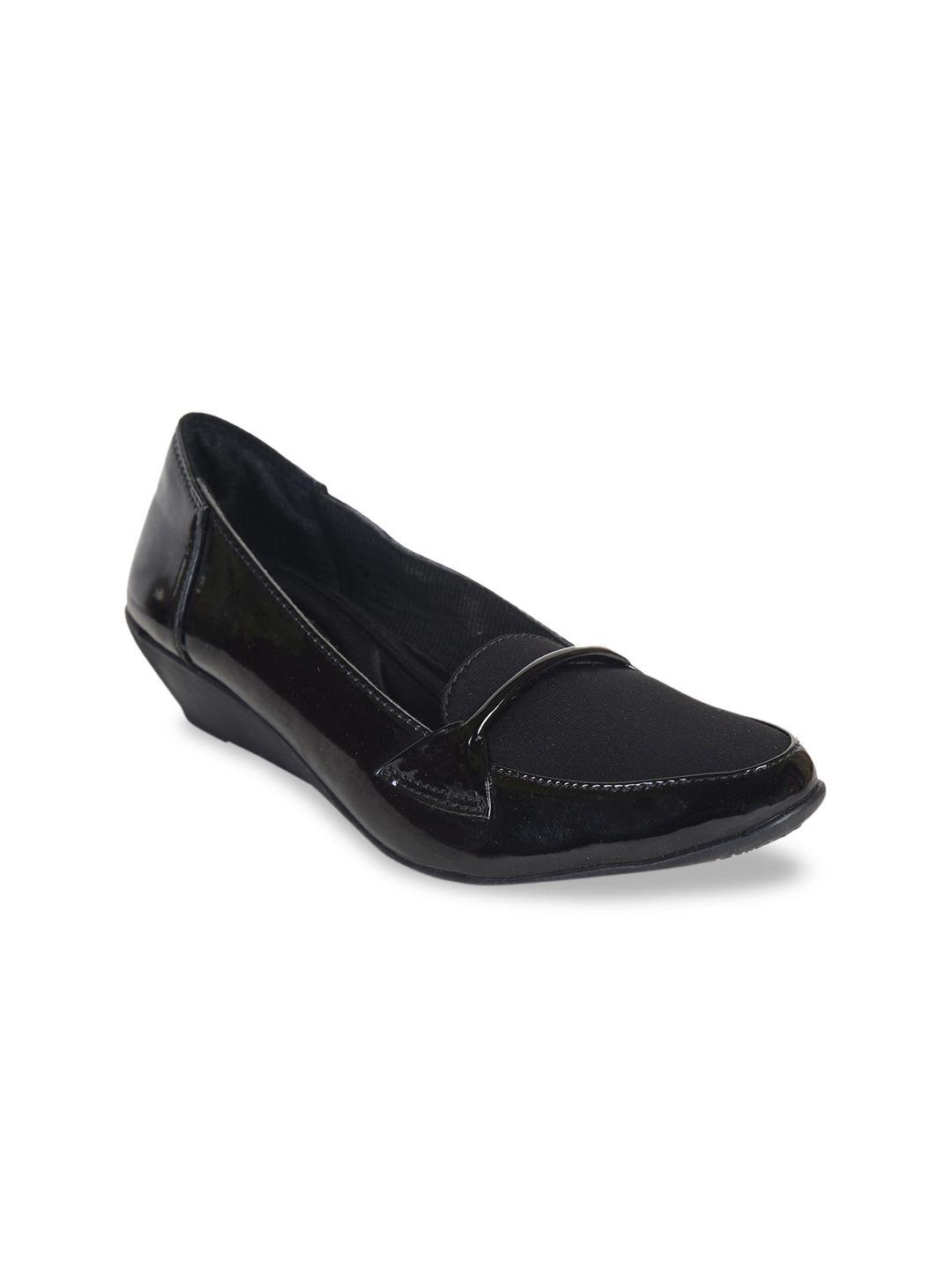 ajanta women black solid formal penny loafers