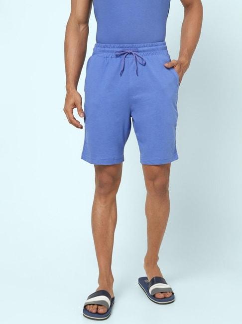 ajile by pantaloons blue cotton slim fit lounge shorts