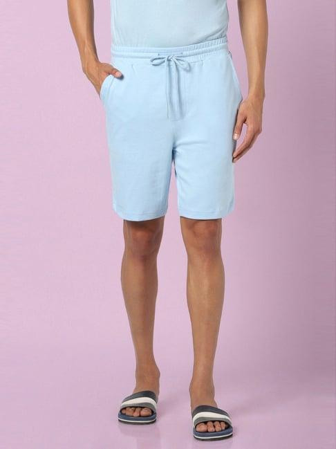 ajile by pantaloons blue cotton slim fit lounge shorts