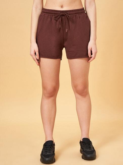 ajile by pantaloons brown cotton sports shorts