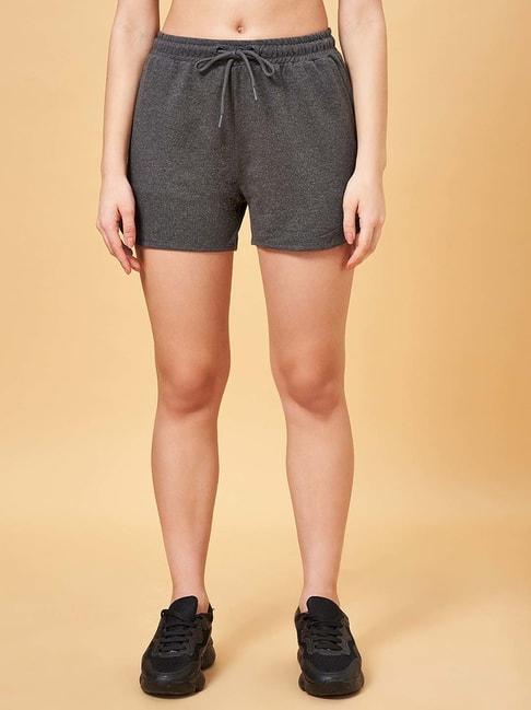 ajile by pantaloons grey cotton mid rise sports shorts