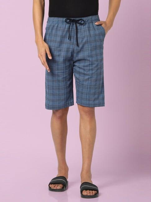 ajile by pantaloons light blue cotton slim fit lounge shorts