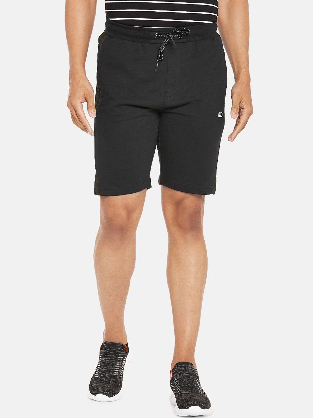 ajile by pantaloons men black slim fit mid-rise sports shorts