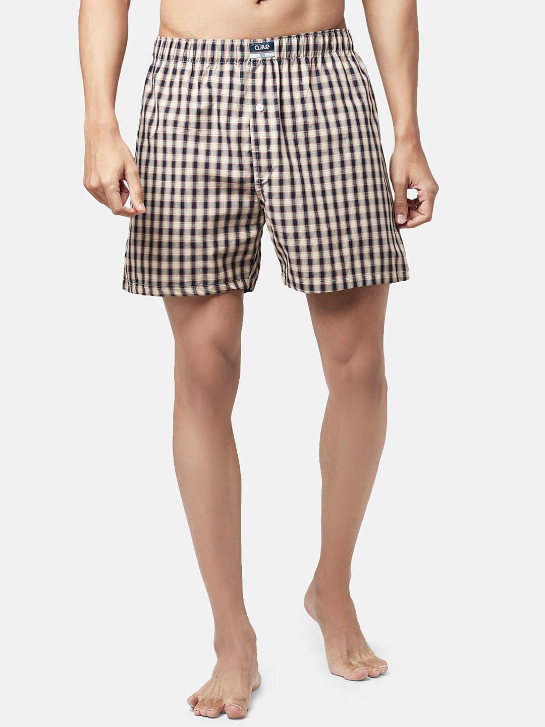ajile by pantaloons men blue & brown checked pure cotton boxers