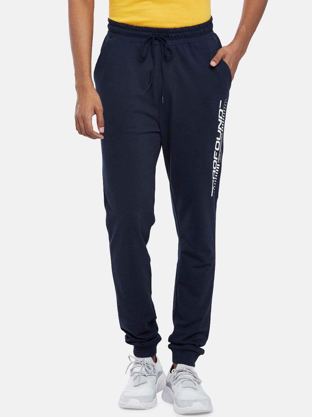 ajile by pantaloons men navy blue solid slim-fit joggers