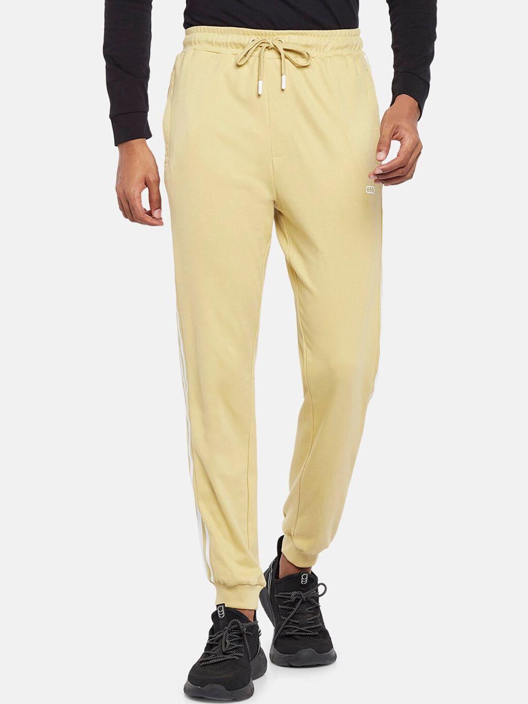ajile by pantaloons men yellow solid slim-fit joggers