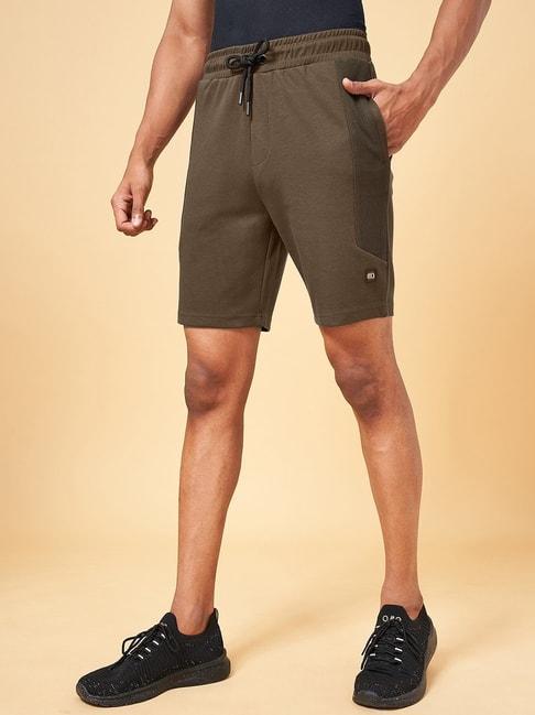 ajile by pantaloons olive cotton slim fit shorts