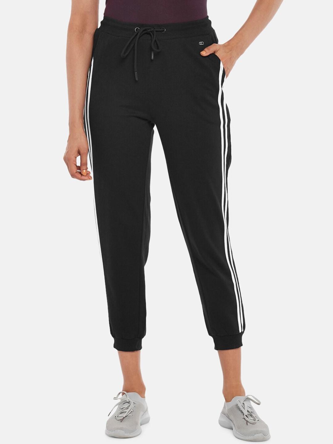ajile by pantaloons women black solid cotton joggers