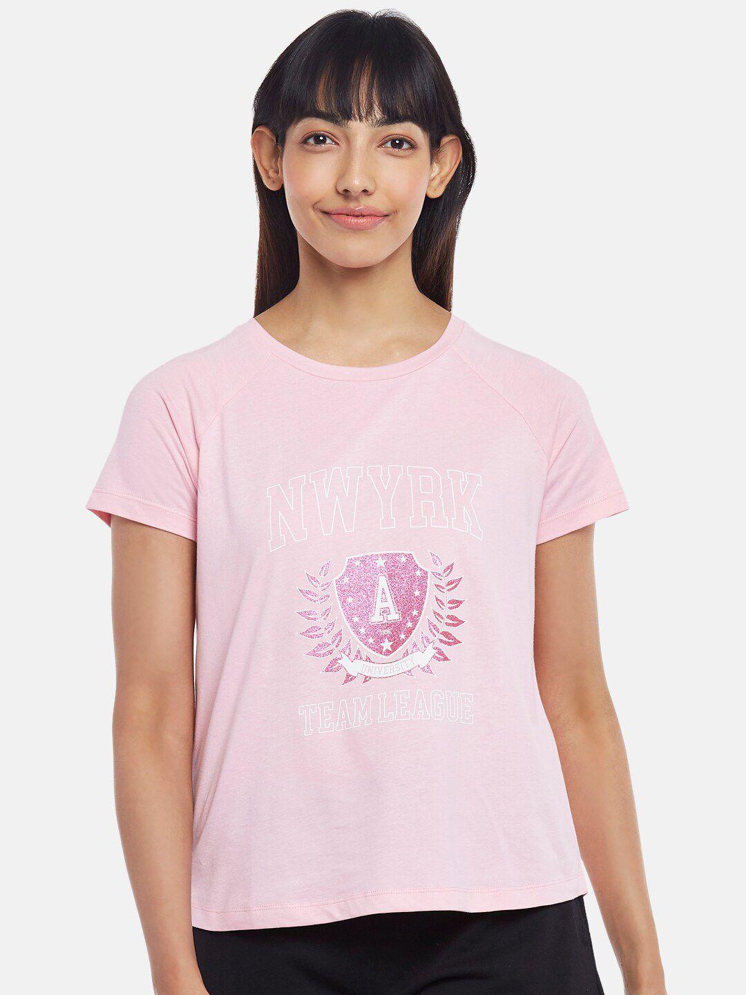 ajile by pantaloons women pink printed t-shirt