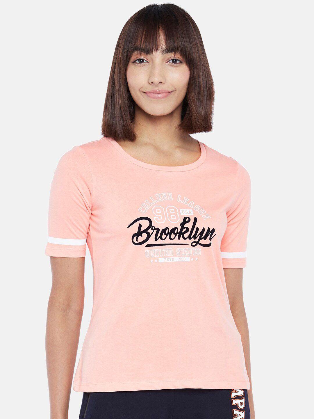 ajile by pantaloons women pink typography printed t-shirt