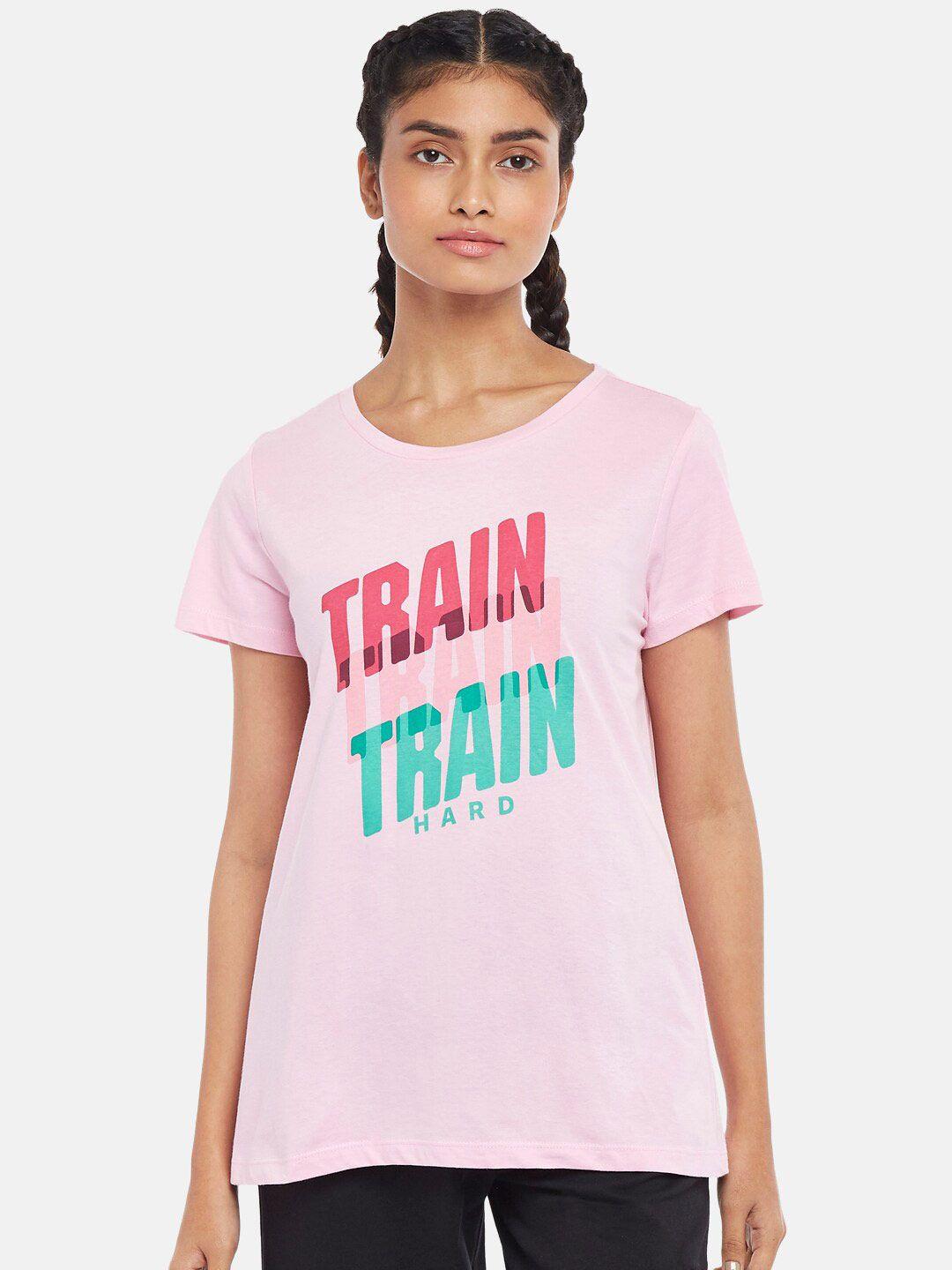ajile by pantaloons women pink typography printed t-shirt