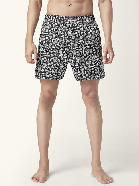 ajile by pantaloons black cotton regular fit printed boxers