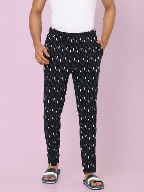 ajile by pantaloons black cotton regular fit printed nightwear pyjamas
