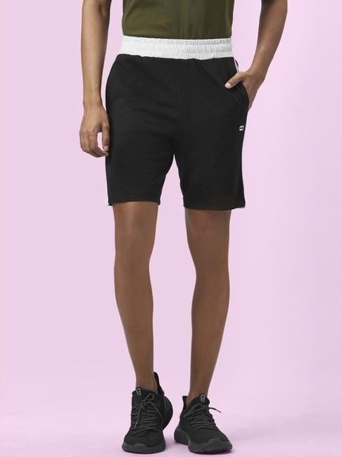 ajile by pantaloons black cotton slim fit striped shorts