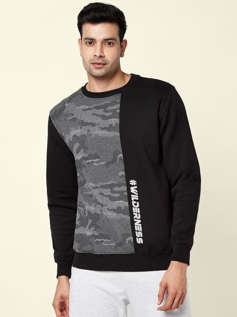 ajile by pantaloons black regular fit printed sweatshirt