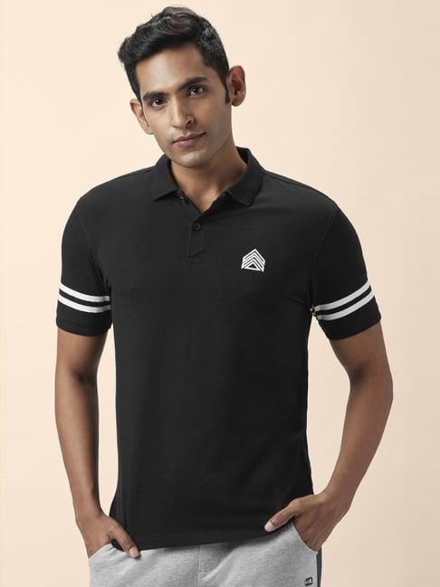 ajile by pantaloons black slim fit polo t-shirt