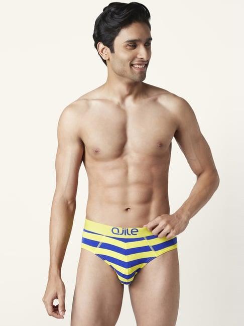 ajile by pantaloons blue & yellow cotton regular fit striped briefs