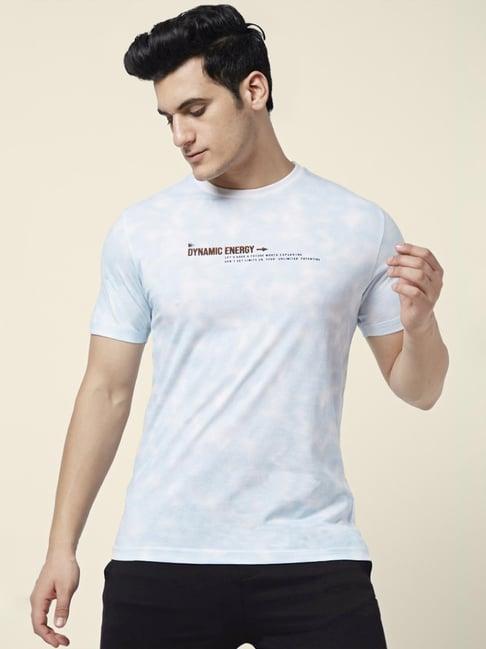 ajile by pantaloons blue slim fit printed t-shirt