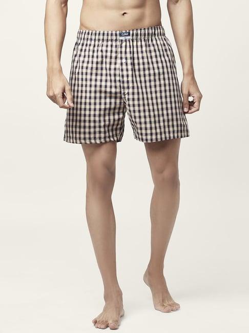 ajile by pantaloons brown cotton regular fit checks boxers