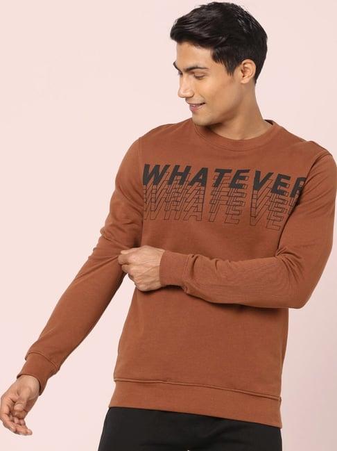 ajile by pantaloons brown regular fit printed sweatshirt