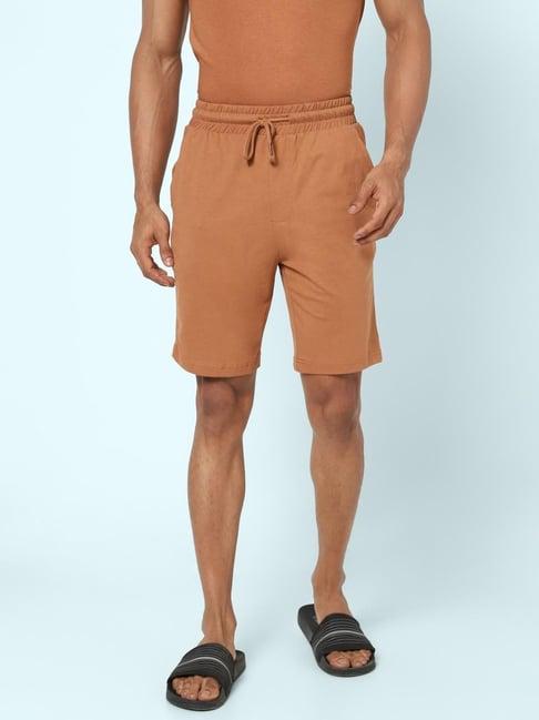 ajile by pantaloons chocolate cotton slim fit lounge shorts