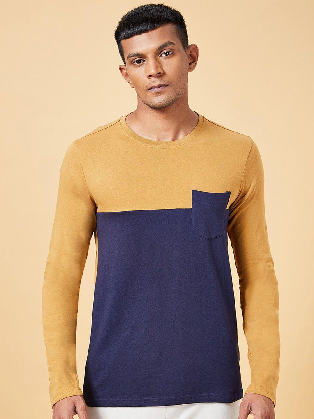 ajile by pantaloons colourblocked slim cotton fit t-shirt