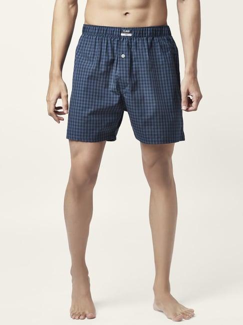 ajile by pantaloons dark blue cotton regular fit checks boxers