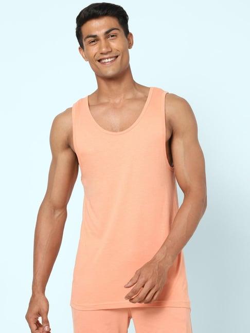 ajile by pantaloons dusky orange cotton slim fit vest