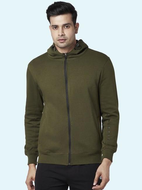 ajile by pantaloons forest green regular fit hooded sweatshirt