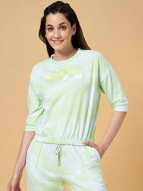 ajile by pantaloons green cotton printed sports t-shirt