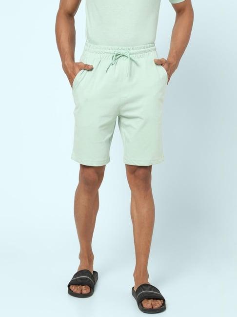 ajile by pantaloons green cotton slim fit lounge shorts