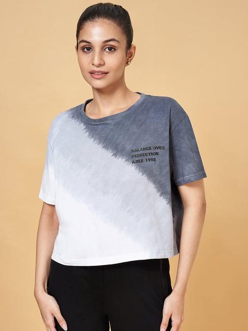 ajile by pantaloons grey cotton printed sports t-shirt