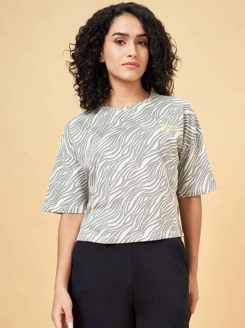 ajile by pantaloons grey cotton printed t-shirt