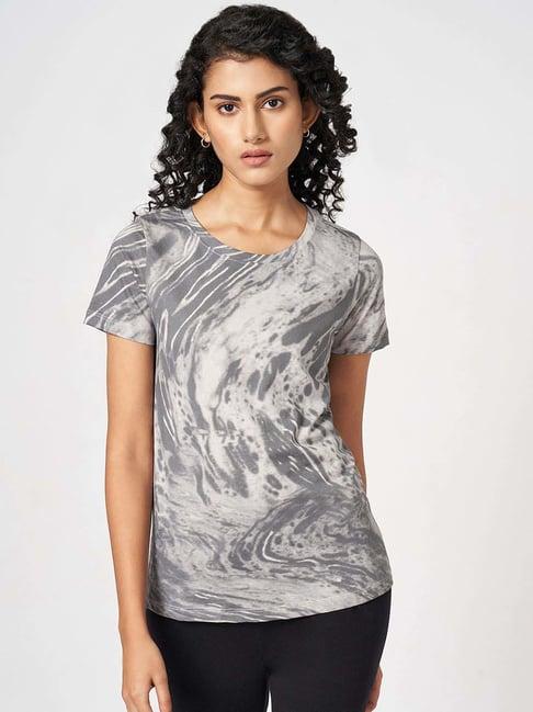 ajile by pantaloons grey cotton printed t-shirt