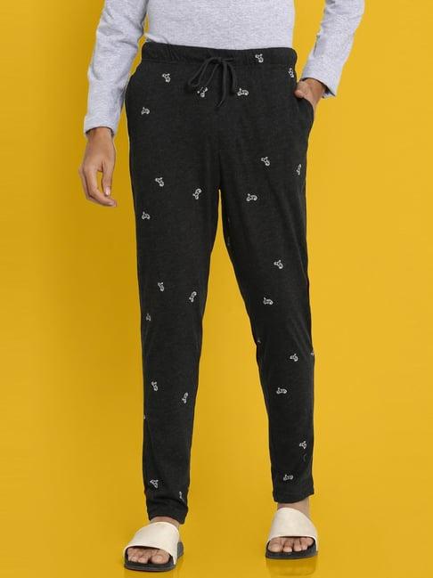ajile by pantaloons grey melange cotton regular fit printed nightwear pyjamas