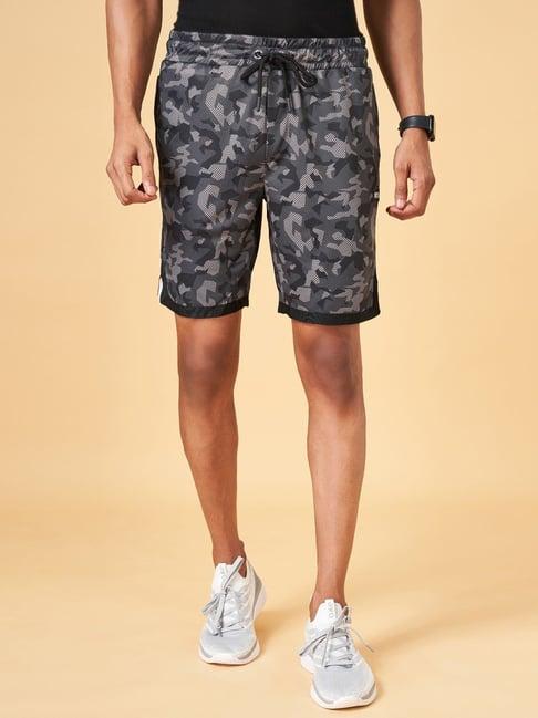 ajile by pantaloons grey slim fit camouflage shorts