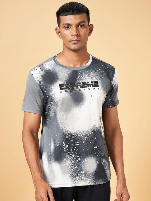 ajile by pantaloons grey slim fit printed t-shirt