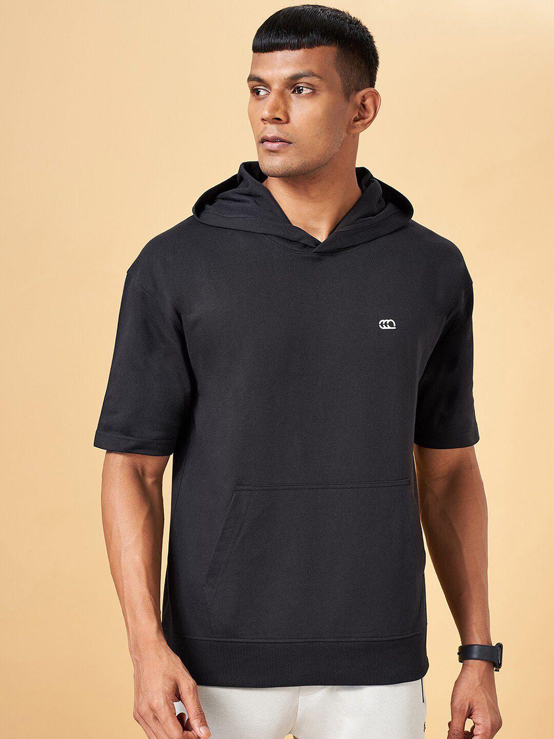 ajile by pantaloons hooded neck short sleeve slim fit pullover sweatshirts