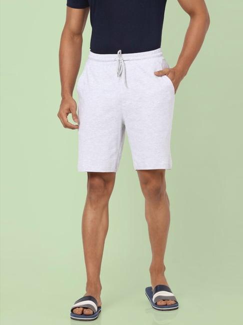 ajile by pantaloons light grey cotton slim fit lounge shorts