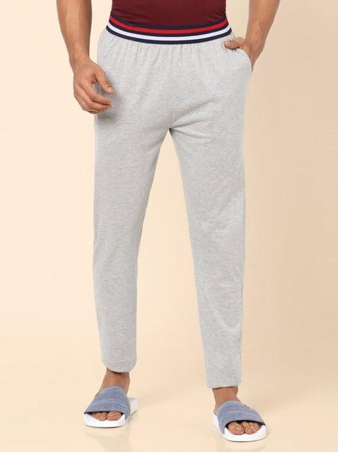 ajile by pantaloons light grey melange cotton regular fit lounge pants