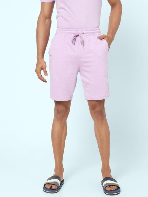 ajile by pantaloons mauve cotton slim fit lounge shorts