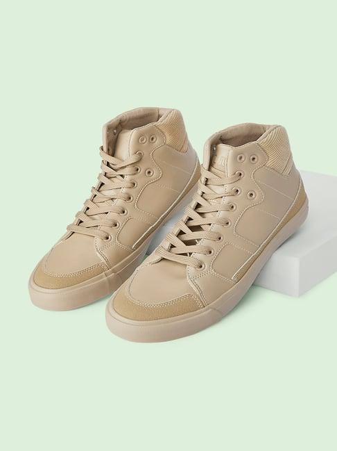 ajile by pantaloons men's beige ankle high sneakers