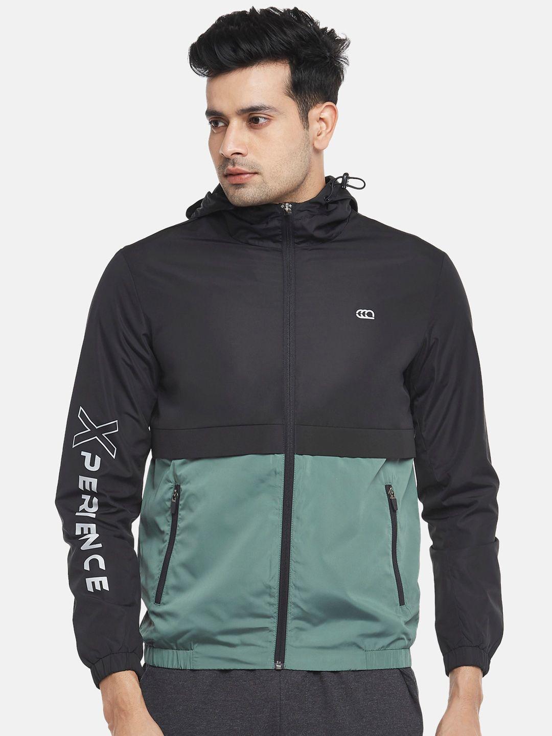 ajile by pantaloons men black colourblocked outdoor sporty jacket