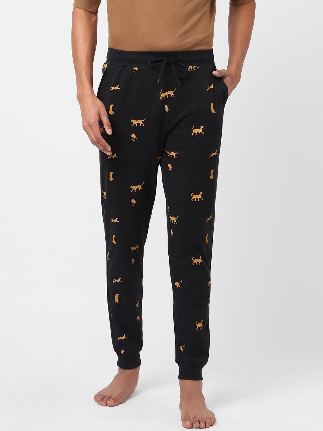 ajile by pantaloons men black printed joggers