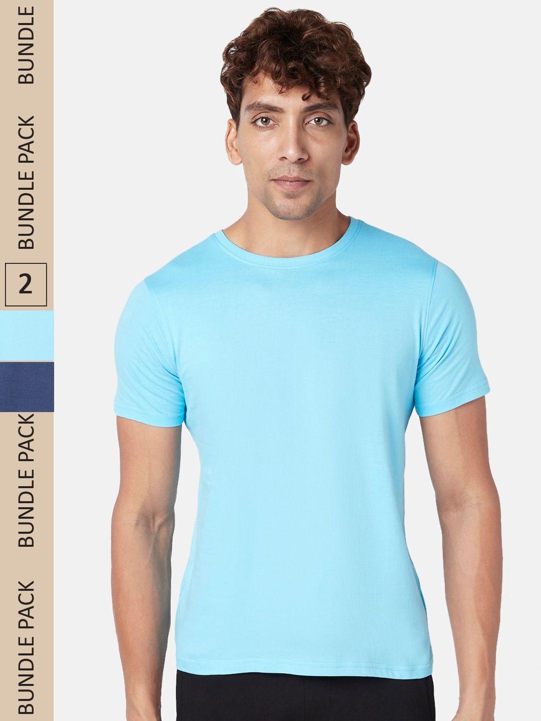 ajile by pantaloons men blue typography 2 t-shirt