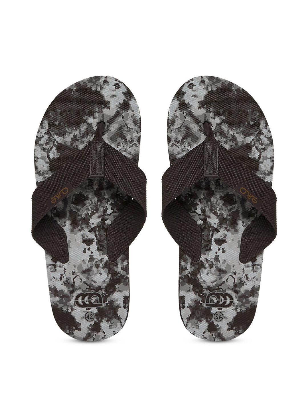 ajile by pantaloons men grey & black printed thong flip-flops