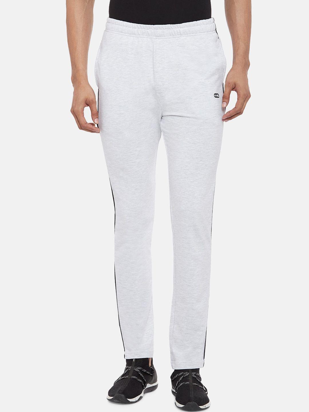ajile by pantaloons men grey melange solid slim-fit pure cotton track pants