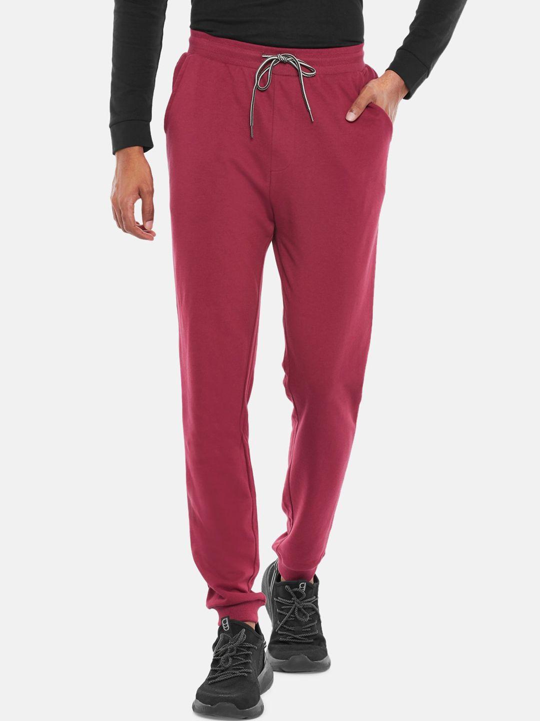 ajile by pantaloons men maroon solid slim fit joggers