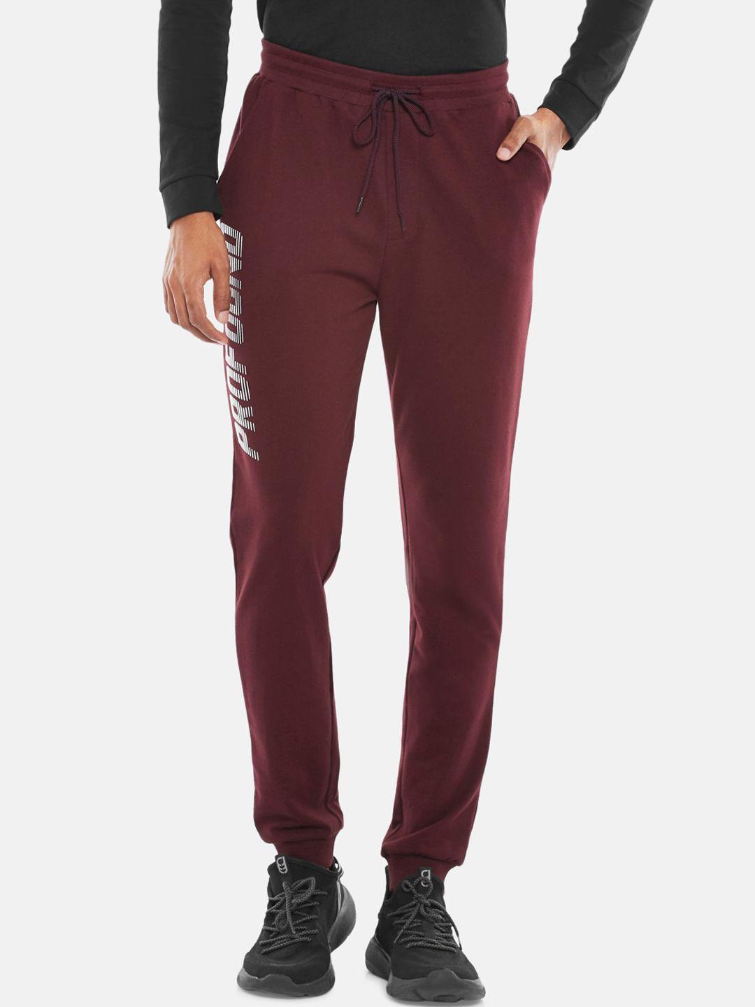 ajile by pantaloons men maroon solid slim fit joggers